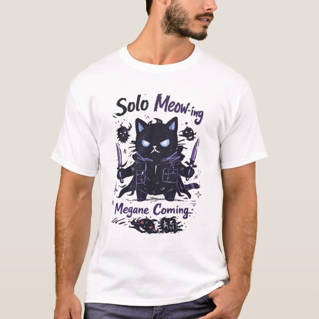 Camiseta Solo Meow-ing – Shadow Hunter Cat Parody (Anverso)
