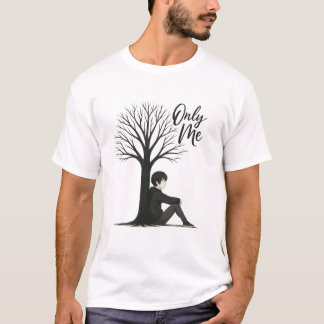 Camiseta Sólo Mí Estética Anime Chico Triste Bajo el Árbol