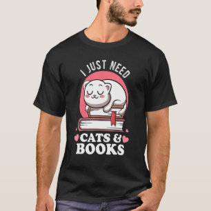 Camiseta Solo necesito gatos y libros Club Aviados lectores