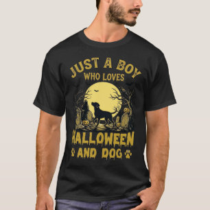 Camiseta Sólo Niño Que Ama Halloween Perro Luna Llena