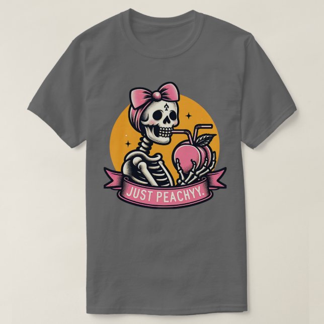 Camiseta Sólo Peachy Funny Skeleton Mujeres Fruta de Verano (Diseño del anverso)