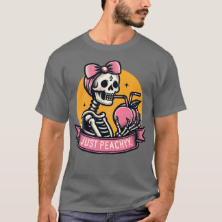 Camiseta Sólo Peachy Funny Skeleton Mujeres Fruta de Verano