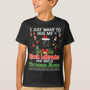 Camiseta Solo Quiero Abrazarme De Mi Perro Negro Labrador Y