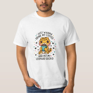 Camiseta Solo quiero beber café y Mascota mi leopardo gecko