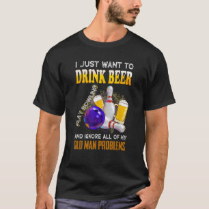 Camiseta Solo Quiero Beber Cerveza Juega Bolera Diversión D