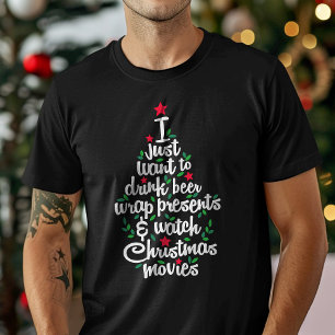 Camiseta Sólo Quiero Beber Cerveza Ver Películas De Navidad