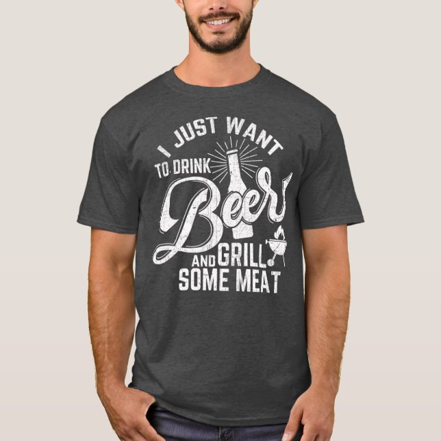 Camiseta Solo quiero beber cerveza y carne a la parrilla di (Anverso)