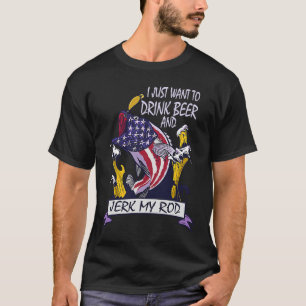 Camiseta Solo Quiero Beber Cerveza Y Echar Mi Pesca De Rod