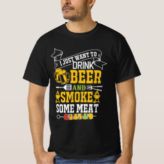 CAMISETA SOLO QUIERO BEBER CERVEZA Y FUMAR ALGO DE CARNE