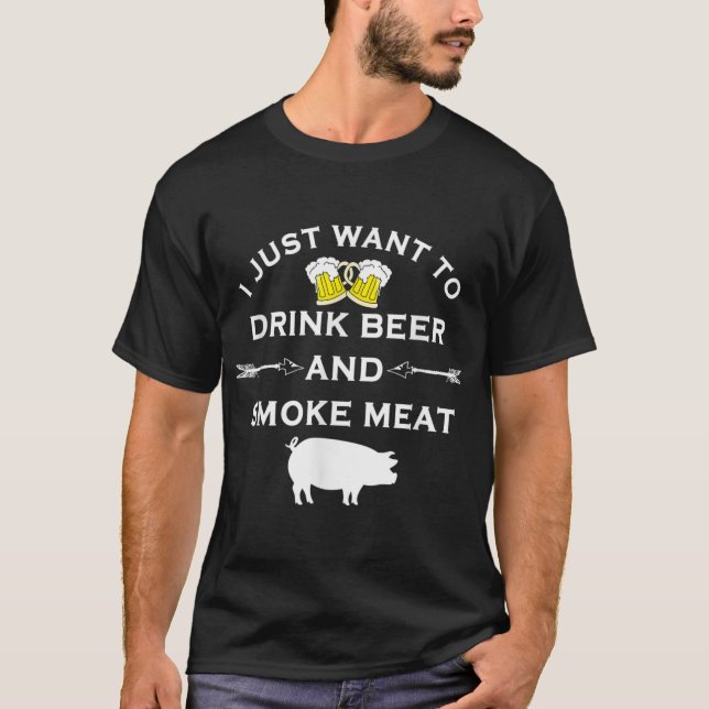 Camiseta Solo quiero beber cerveza y parte de cerdo de carn (Anverso)