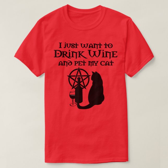 Camiseta Solo Quiero Beber Vino Y Mascota Mi Ch De Gato De  (Diseño del anverso)