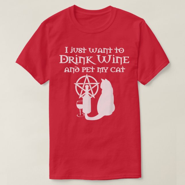 Camiseta Solo quiero beber vino y Mascota mi Ch de Gato Wic (Diseño del anverso)