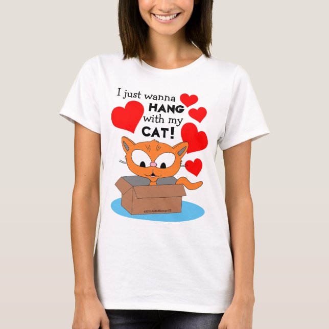 Camiseta ¡Solo quiero colgar con mi gato! Cute Ginger Kitty (Anverso)