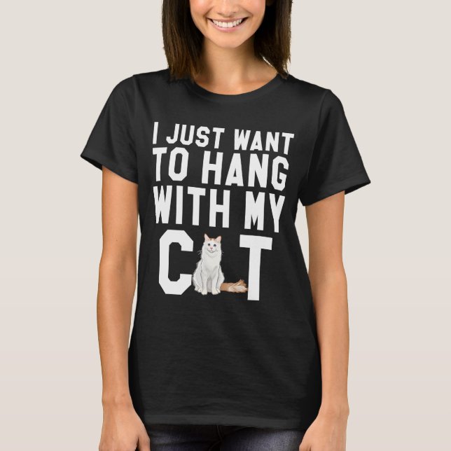 Camiseta Solo Quiero Colgar Con Mi Gato De Van Turco (Anverso)