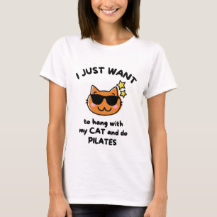 Camiseta Solo quiero colgar con mi gato y hacer pilates.