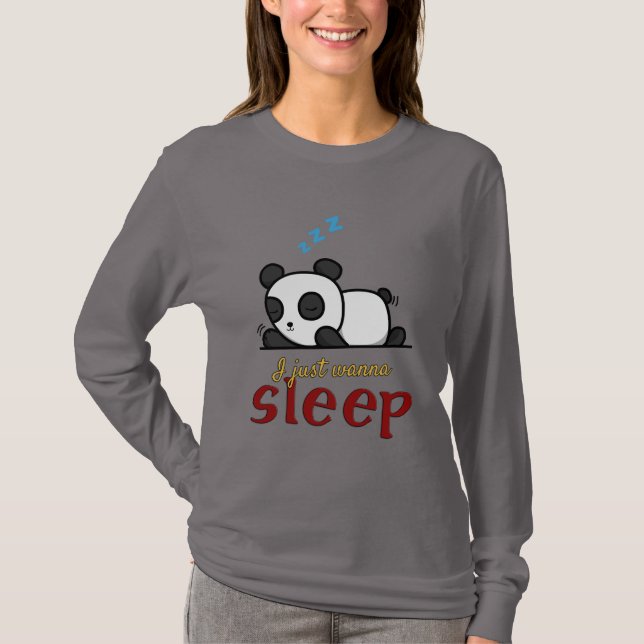 Camiseta "Sólo quiero dormir" Super Cute Panda Word Art (Anverso)