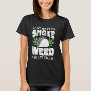 Camiseta Solo Quiero Fumar Alga Y Comer Cínco Gracioso De T