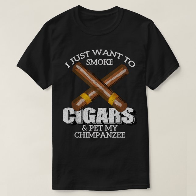 Camiseta Solo quiero fumar cigarrillos y Mascota mi CHIMPAN (Diseño del anverso)