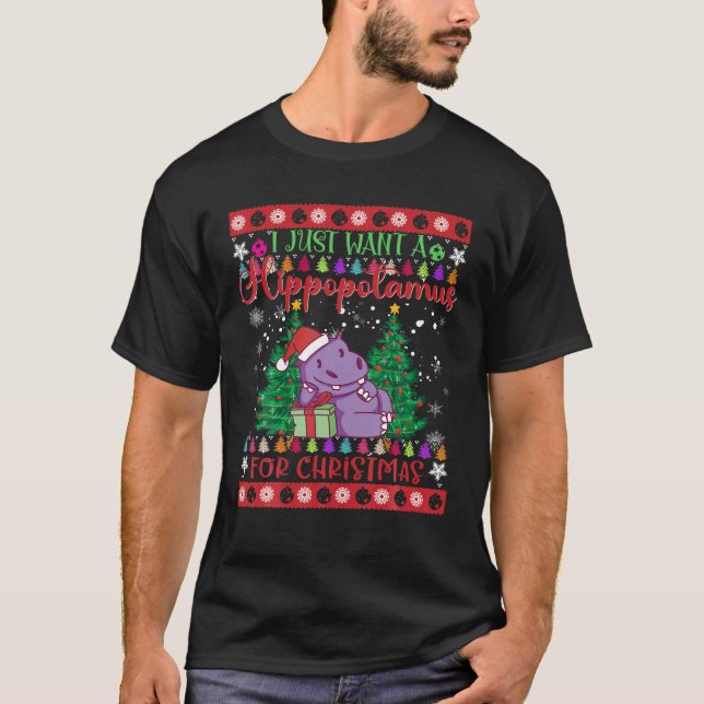 Camiseta Solo quiero hipopótamo para Navidades navidad (Anverso)