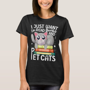 Camiseta Sólo quiero leer libros y acariciar gatos 
