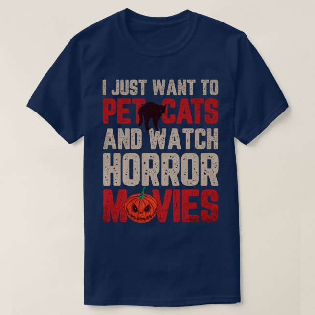 Camiseta Solo Quiero Mascotas De Gatos Y Ver Películas De H (Diseño del anverso)