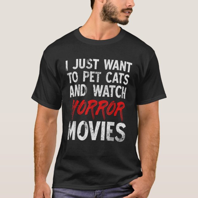 Camiseta Solo Quiero Mascotas De Gatos Y Ver Películas De H (Anverso)