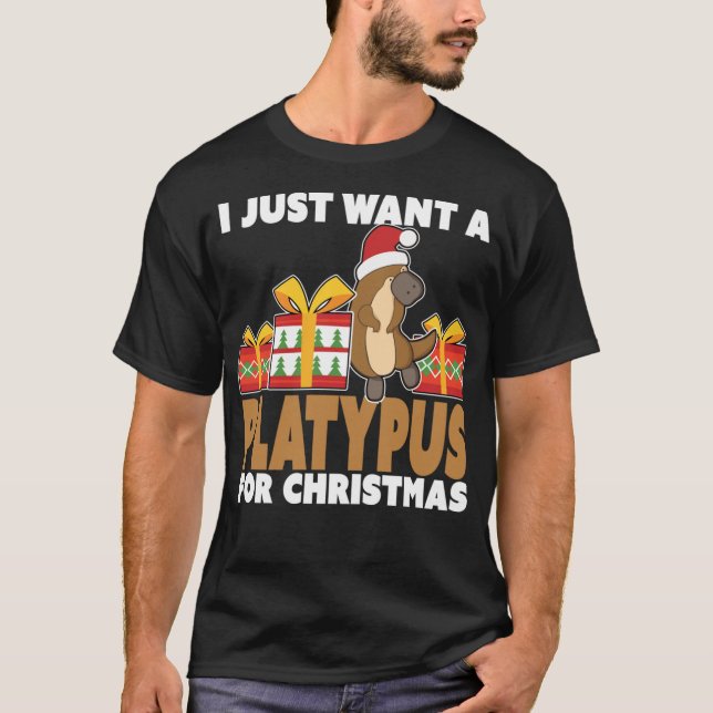 Camiseta Solo quiero un Platypus para Navidades - Navidades (Anverso)