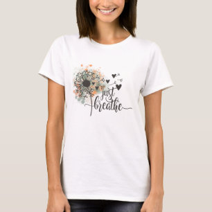 Camiseta Solo Respira Diente de León con Corazones Yoga