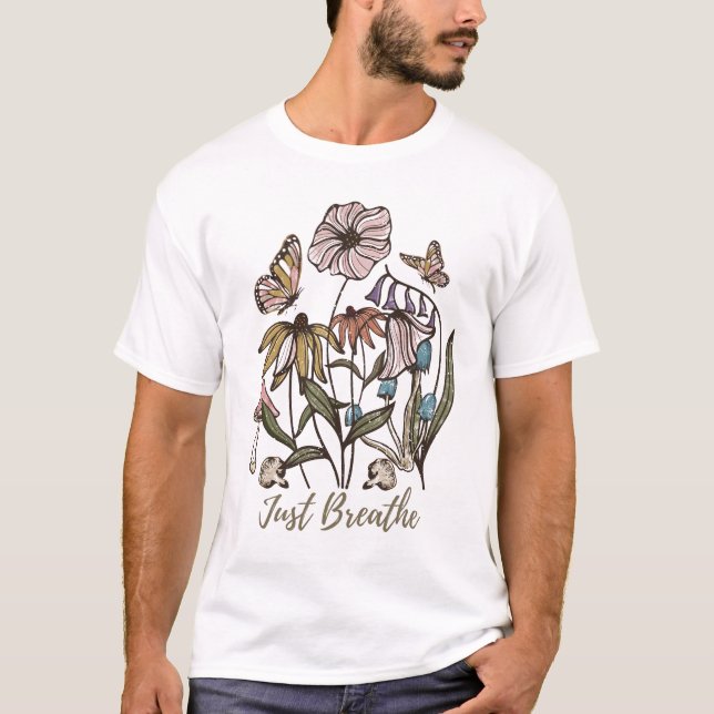 Camiseta Sólo Respira-Flor-Flor-Yoga-Naturaleza-Cuta (Anverso)
