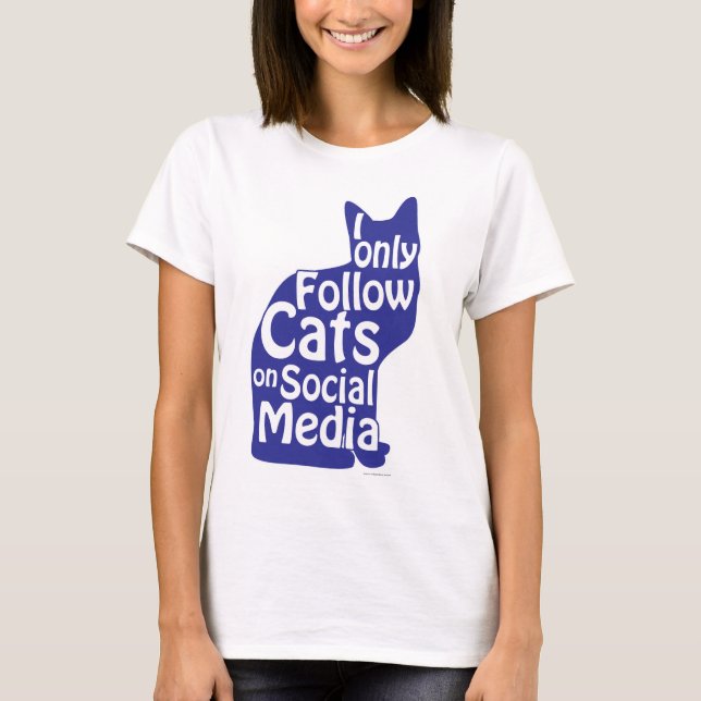 Camiseta Solo sigo a los gatos con luz de las redes sociale (Anverso)