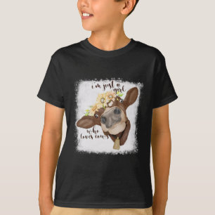 Camiseta Solo soy Chica que ama a las vacas blanqueadas amo