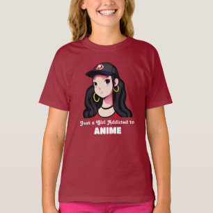Camiseta Solo un Chica adicto a Anime   Rojo y negro