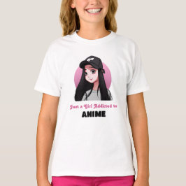 Camiseta Solo un Chica adicto a Anime | Rosa y negro