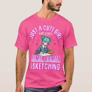 Camiseta Sólo Un Chica Agradable Que Ama El Esbozo De Anime