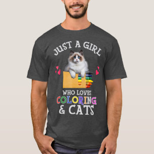 Camiseta Sólo un Chica al que le encanta colorear gatos
