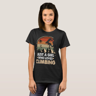Camiseta Sólo un Chica al que le encanta escalar el retro v