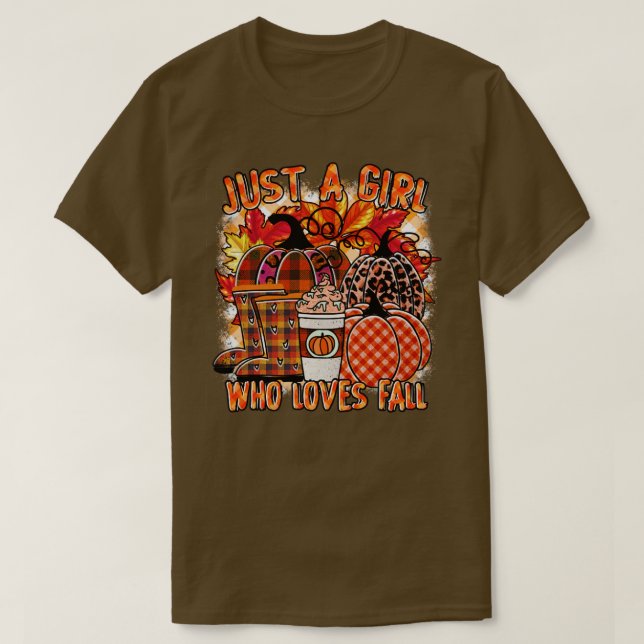 Camiseta sólo un chica al que le encanta la calabaza leopar (Diseño del anverso)