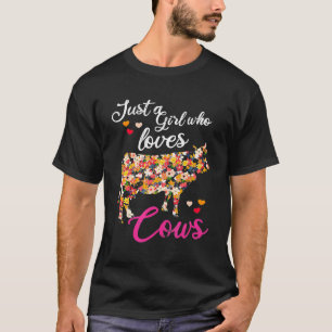 Camiseta Solo un Chica de amor Cow Heifer Wildflowers Highl