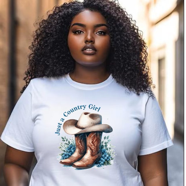 Camiseta Solo un Chica de campo - Boots de vaquero y Gorra  (Subido por el creador)