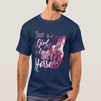 Camiseta Sólo un Chica enamorado de una cosecha de caballos