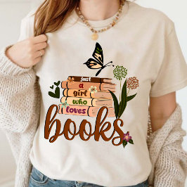 Camiseta SÓLO UN CHICA, libros de lectura de libros florale