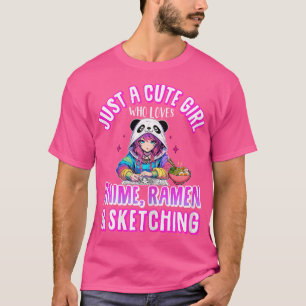 Camiseta Sólo un Chica lindo que ama a Anime Ramen bosqueja