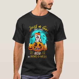 Camiseta Solo Un Chica Que Ama A Akita Inu Perro Y Hallowee