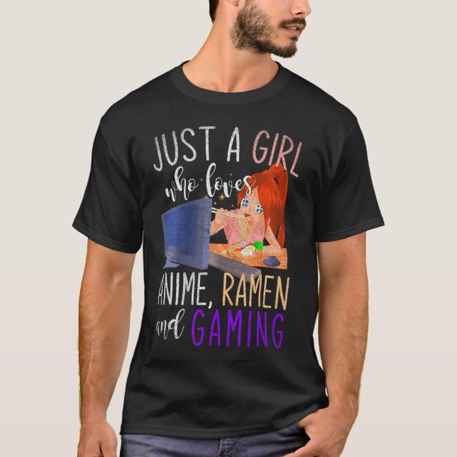 Camiseta Sólo Un Chica Que Ama A Anime Ramen Y A Chica De J (Anverso)