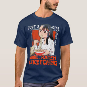 Camiseta Solo Un Chica Que Ama A Anime Ramen Y Esboza A Gi
