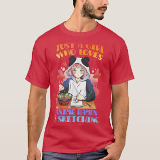 Camiseta Solo Un Chica Que Ama A Anime Ramen Y Esboza A Ja