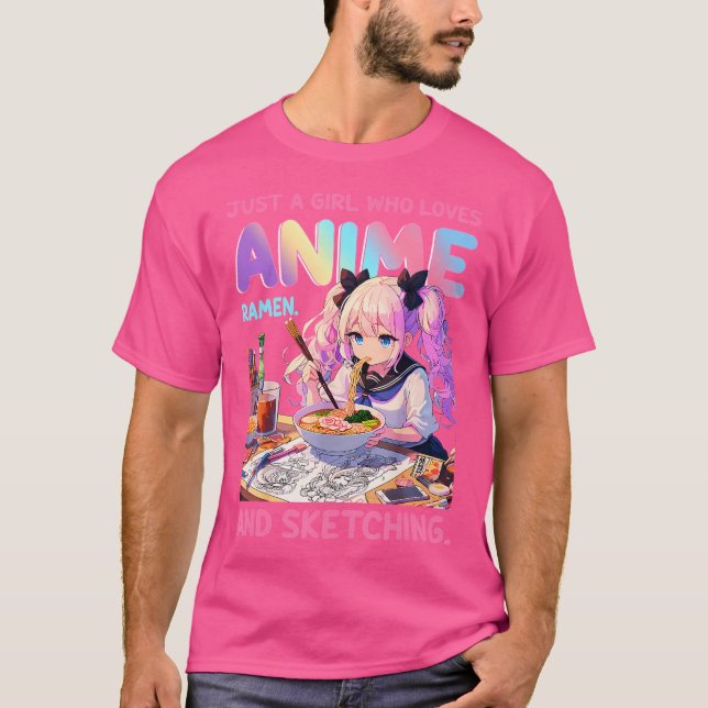 Camiseta Solo Un Chica Que Ama A Anime Ramen Y Esboza A Ja (Anverso)