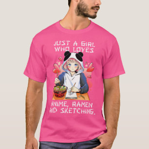 Camiseta Solo Un Chica Que Ama A Anime Ramen Y Esboza A Ja