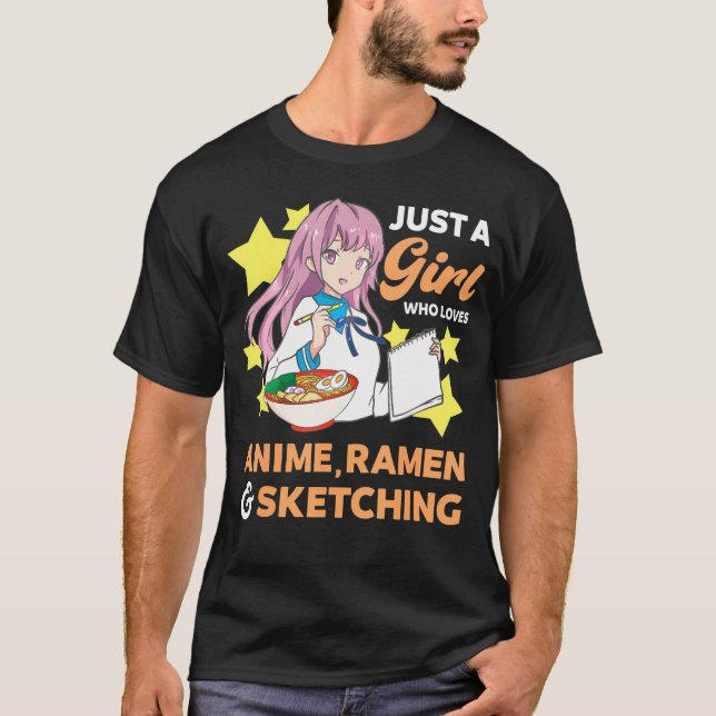 Camiseta Sólo Un Chica Que Ama A Anime Ramen Y Esboza Al Dr (Anverso)