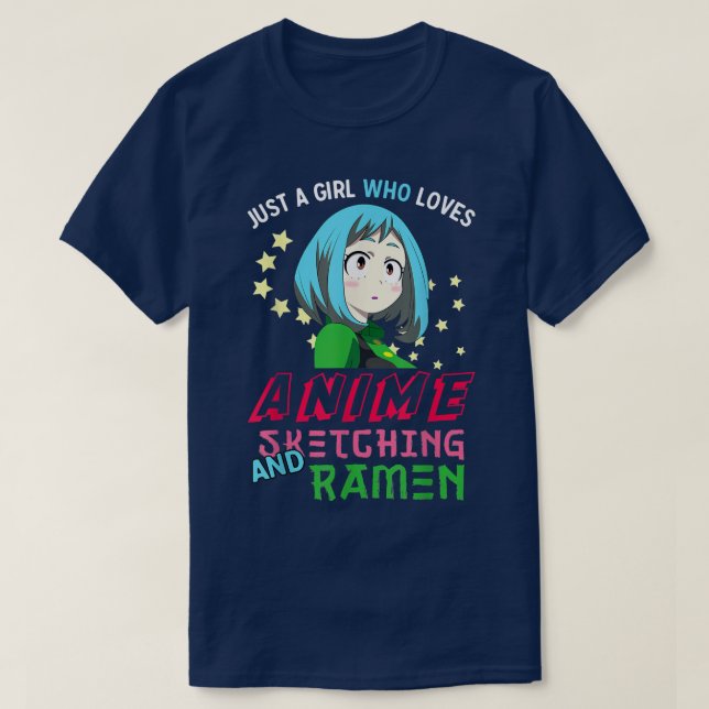 Camiseta Solo Un Chica Que Ama A Anime Ramen Y Esboza Un (Diseño del anverso)